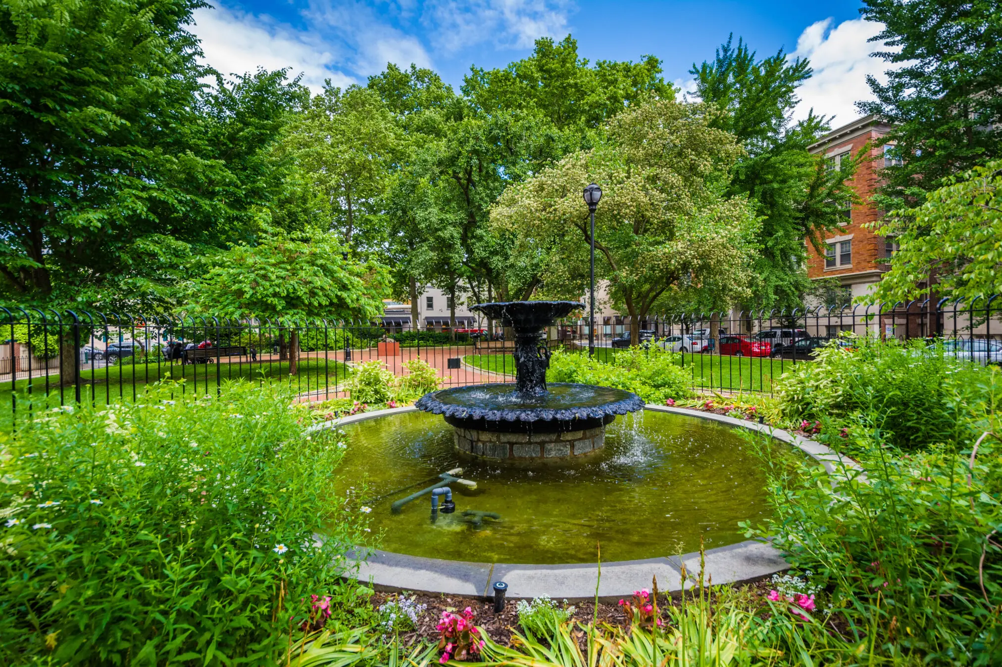 Fountain and gardens at Filter Square, in Philadelphia, Pennsylvania. Fountain and gardens at Filter Square, in Philadelphia, Pennsylvania.